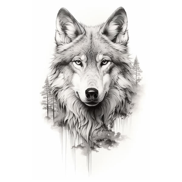 Black and White Wolf Canvas