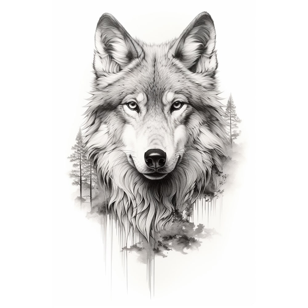 Black and White Wolf Canvas