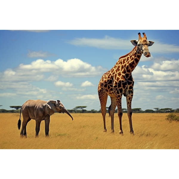 Elephant and Giraffe Canvas