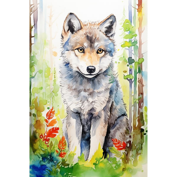 Wolf Watercolour Canvas