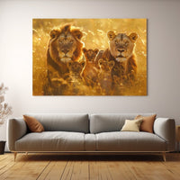 Thumbnail for Lion Family Canvas Painting