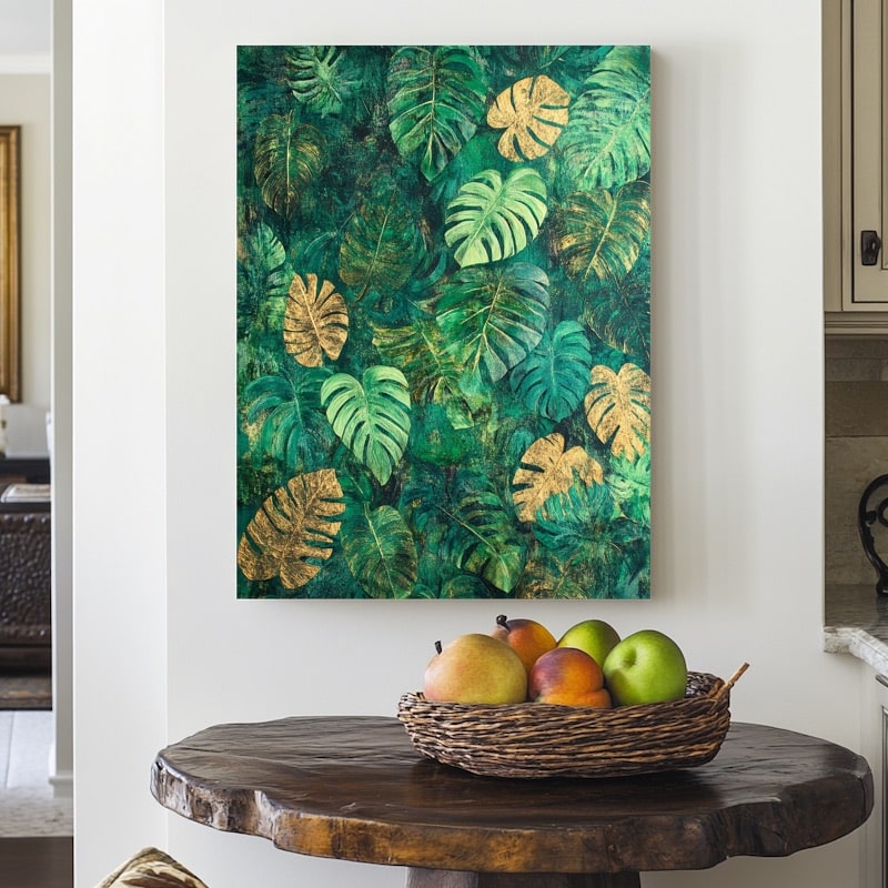 Abstract Green Leaf Painting
