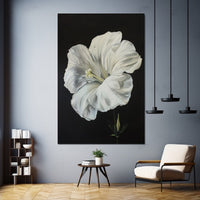 Thumbnail for White Flower on Black Canvas