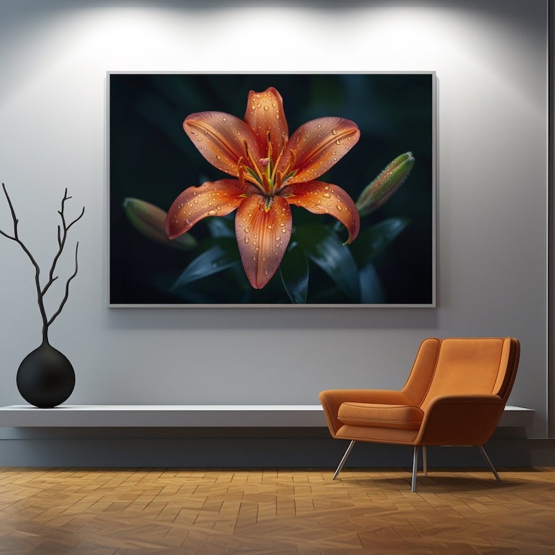 Black Canvas Flower Painting