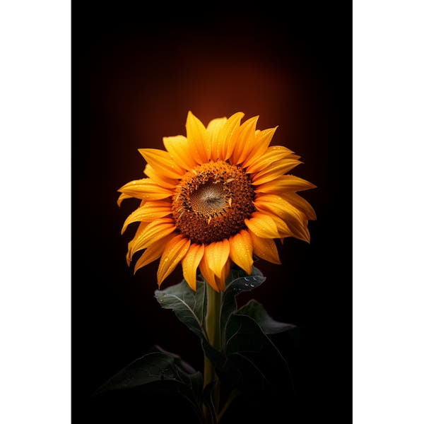 Sunflower on Black Background canvas