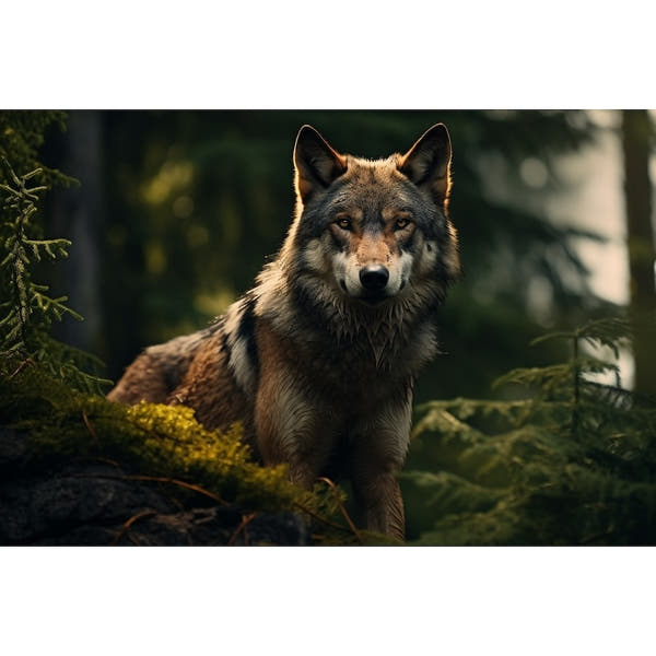 Wolf in Forest Canvas