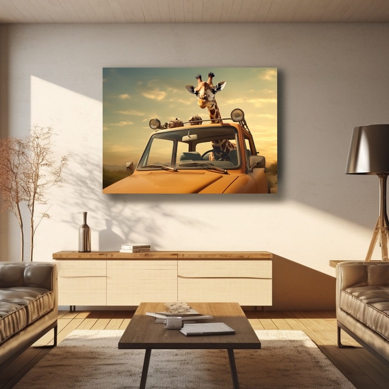 Giraffe in Car Painting
