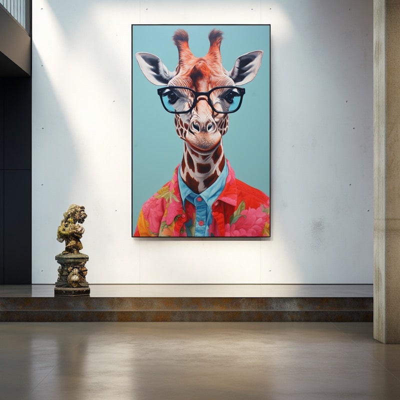 Giraffe with Glasses Painting