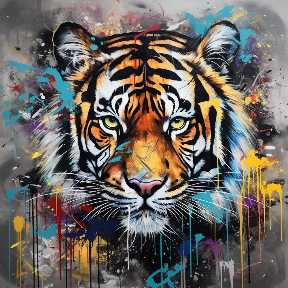 Tiger canvas in a painterly style