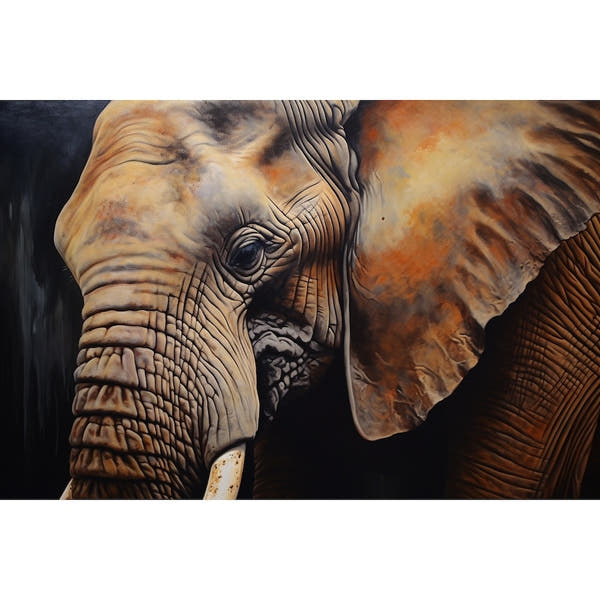Oil Canvas of an Elephant