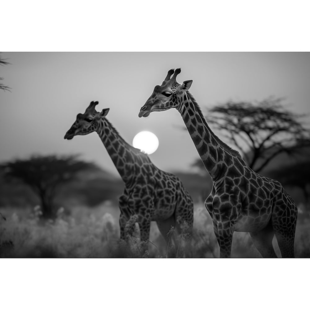 Black and White Giraffe Painting
