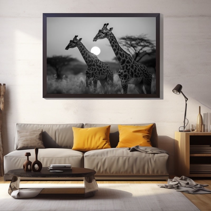 Black and White Giraffe Canvas