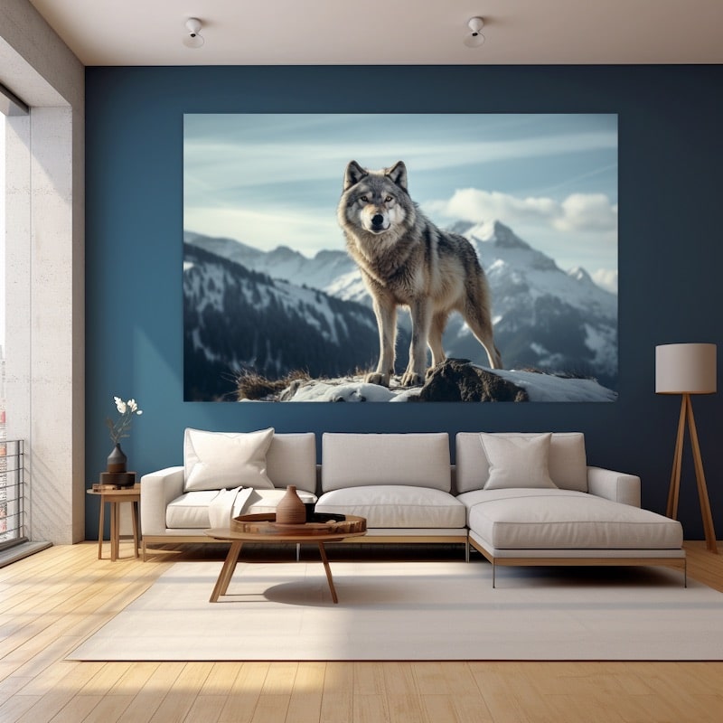 Wolf on Mountain Painting