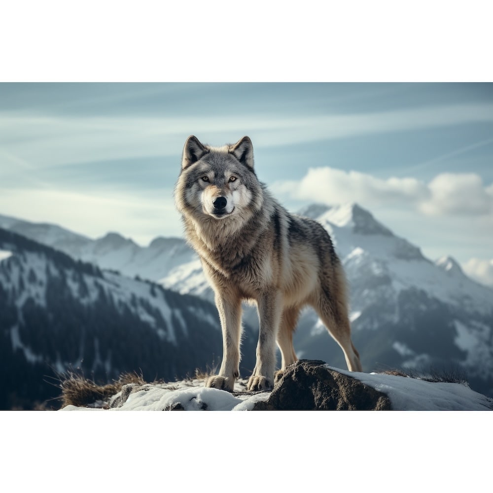 Wolf on Mountain Canvas