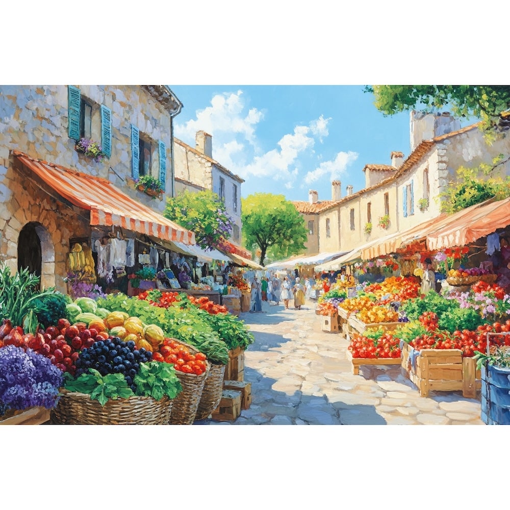 Colorful Cute Landscape with Homes Canvas