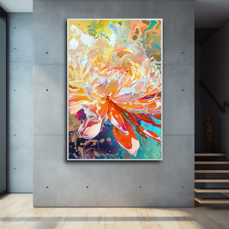 Abstract Flower Painting on Canvas