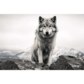 Black and White Wolf Painting