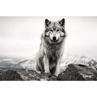 Thumbnail for Black and White Wolf Painting