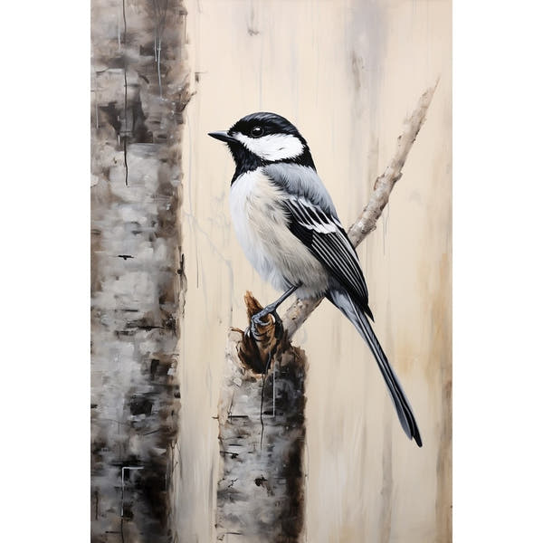 Black and White Bird Canvas