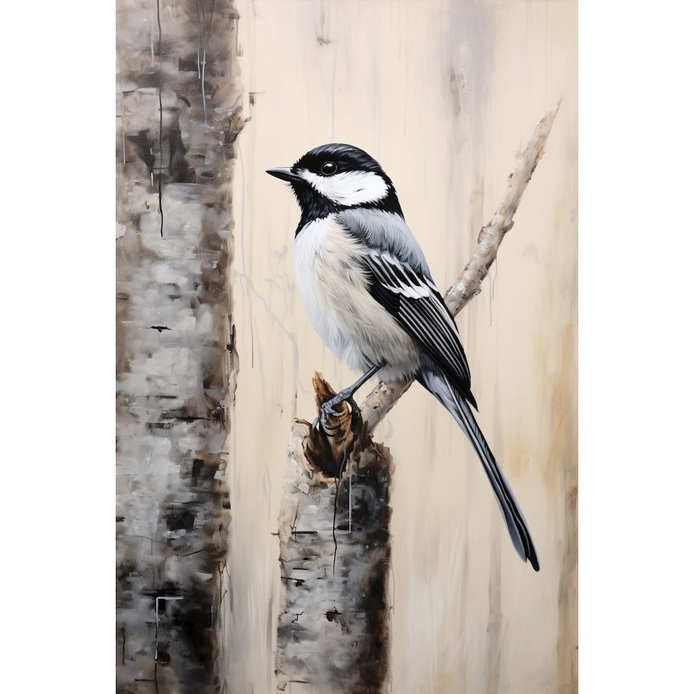Black and White Bird Canvas