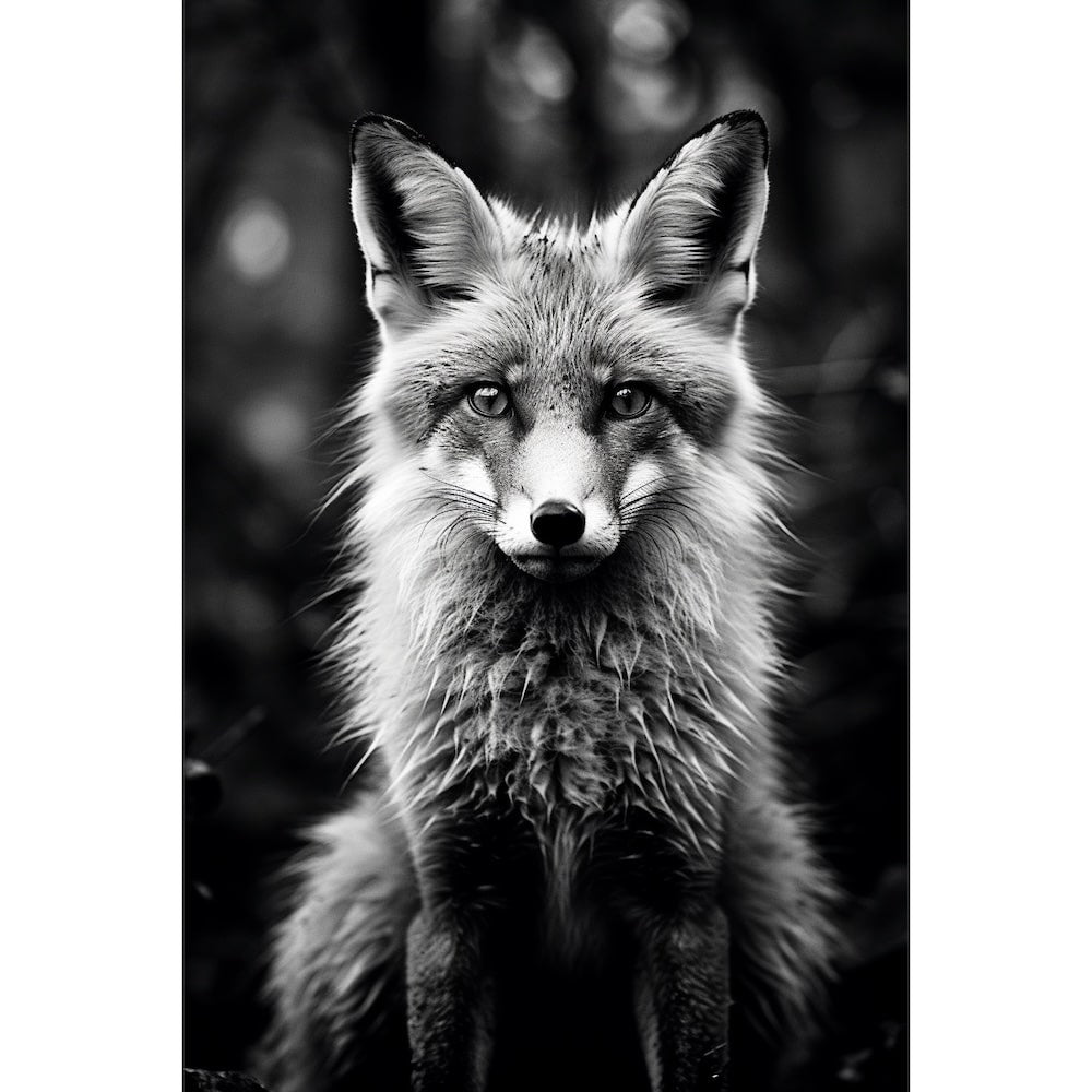 Black and White Fox Canvas