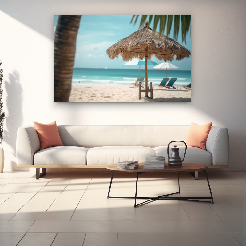 Umbrella on Beach Painting