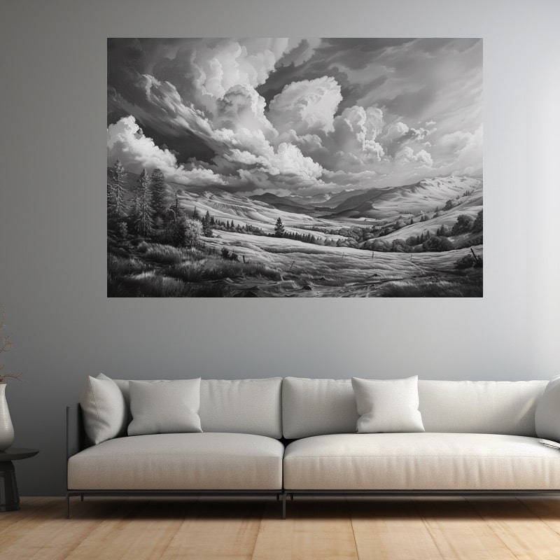 Black and White Scenery Painting