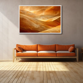 Abstract landscape canvas art of rolling amber and terracotta hills