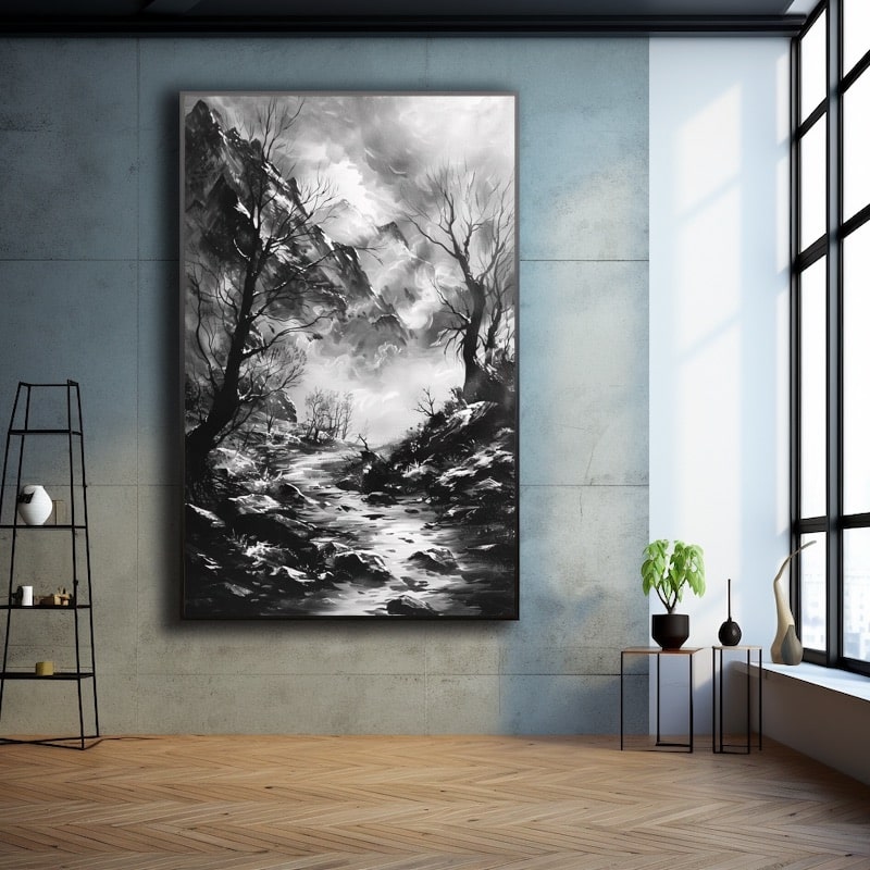 Black and White Landscape Canvas Art