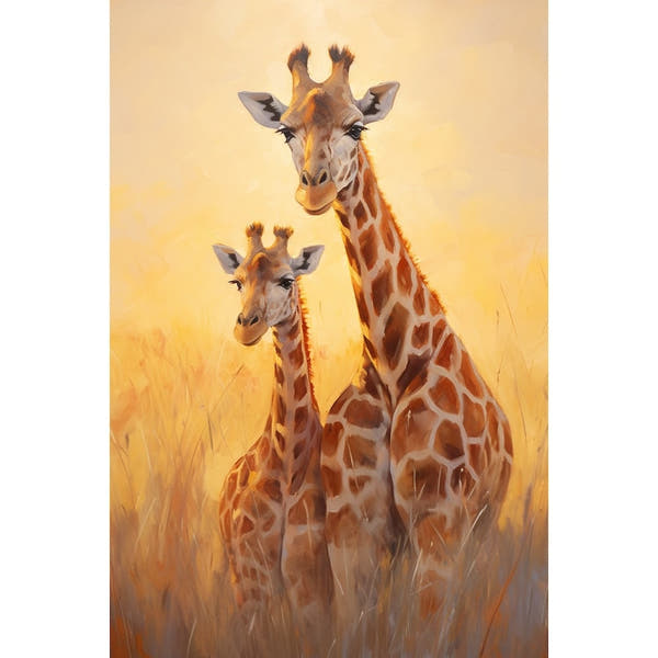 Oil Canvas of Giraffe