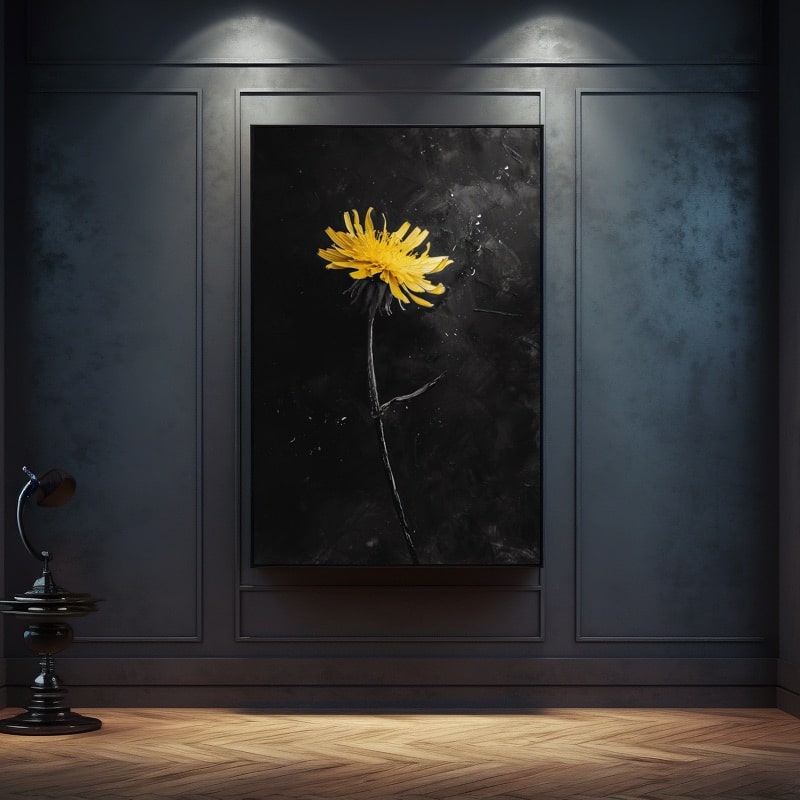 Dandelion Painting Black And White