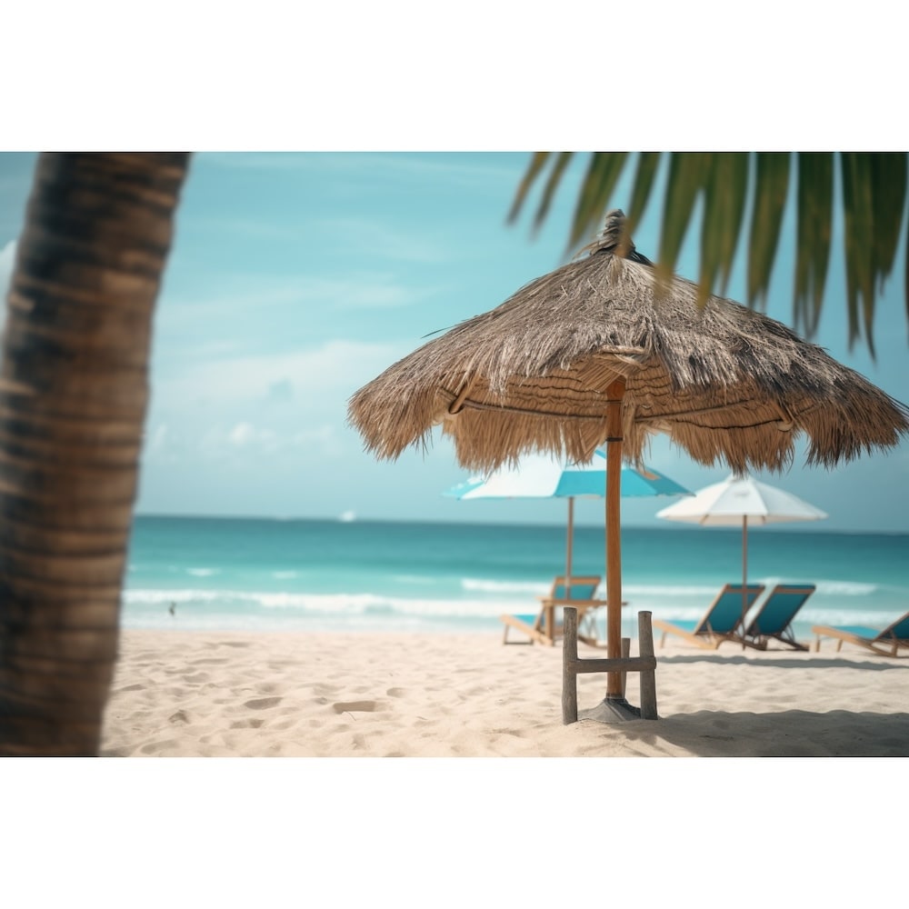 Umbrella on Beach Canvas