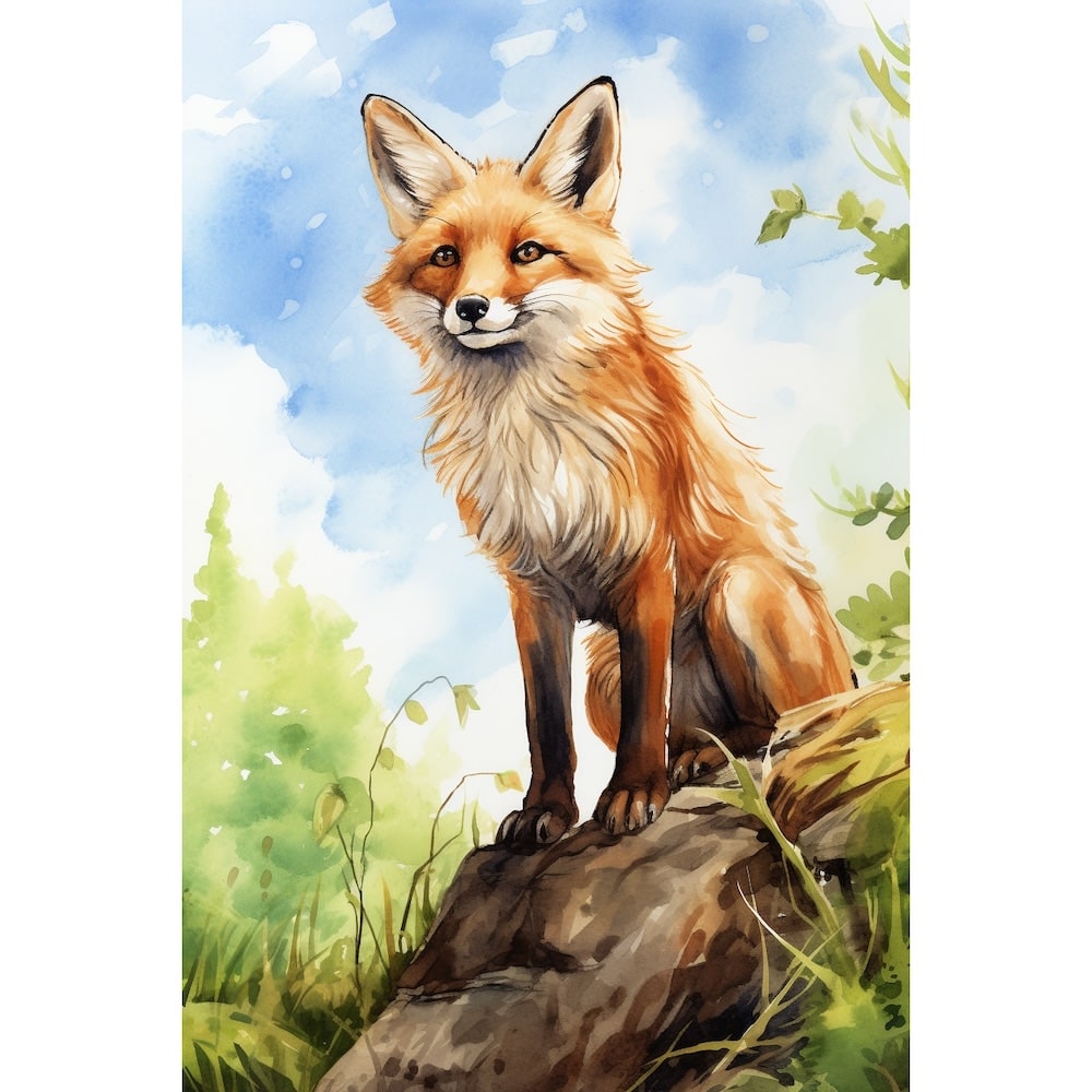 Fox Watercolour Canvas