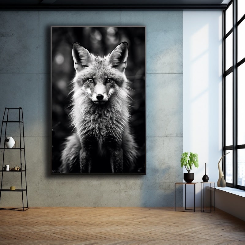 Black and White Fox Painting
