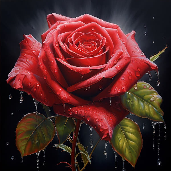 Rose Canvas with Black Background