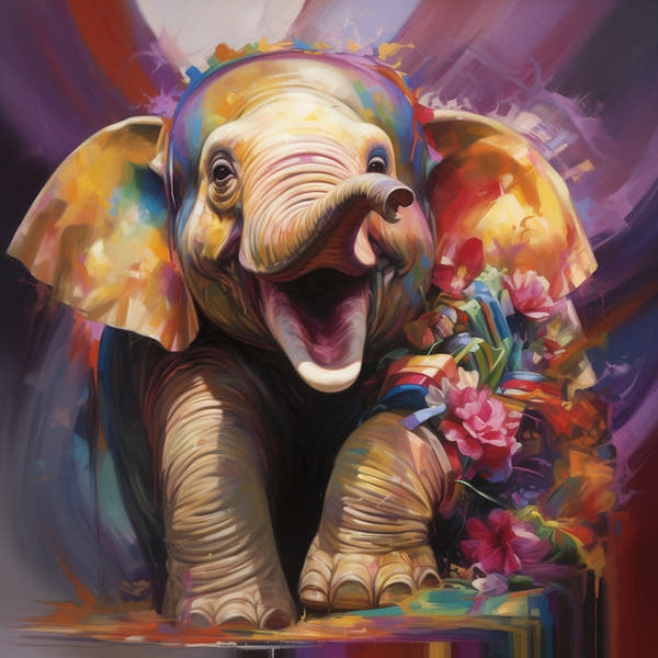 Multi Coloured Elephant Painting