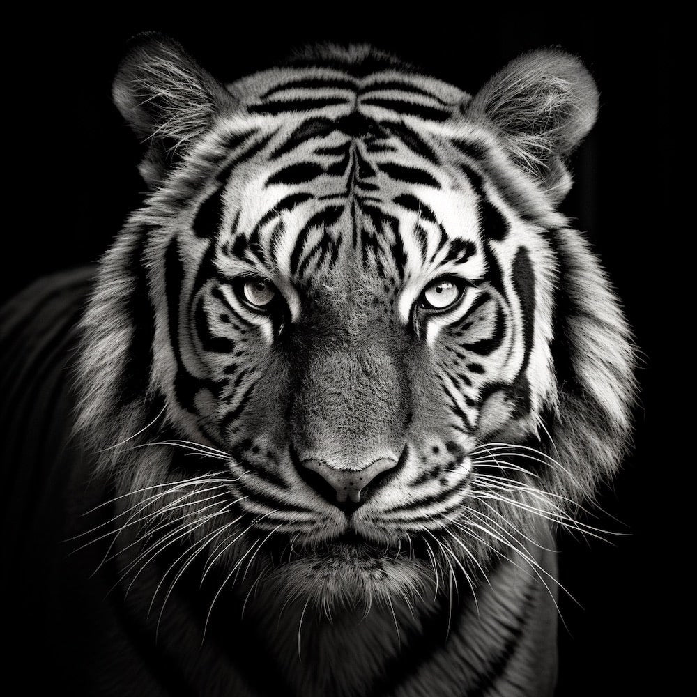 Black and White Tiger Painting Wall Art