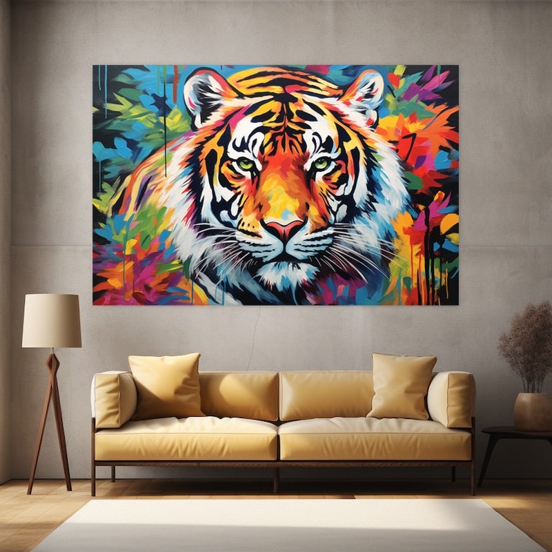 Abstract Colorful Tiger Painting