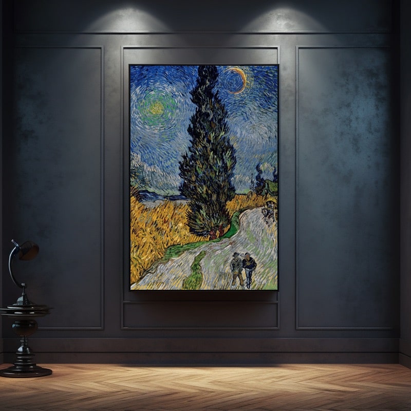 Van Gogh Cypress Tree Painting