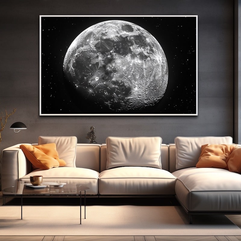 Black and White Moon Painting