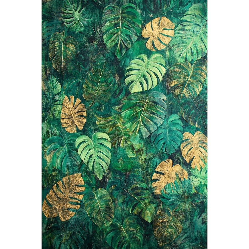 Abstract Green Leaf Canvas