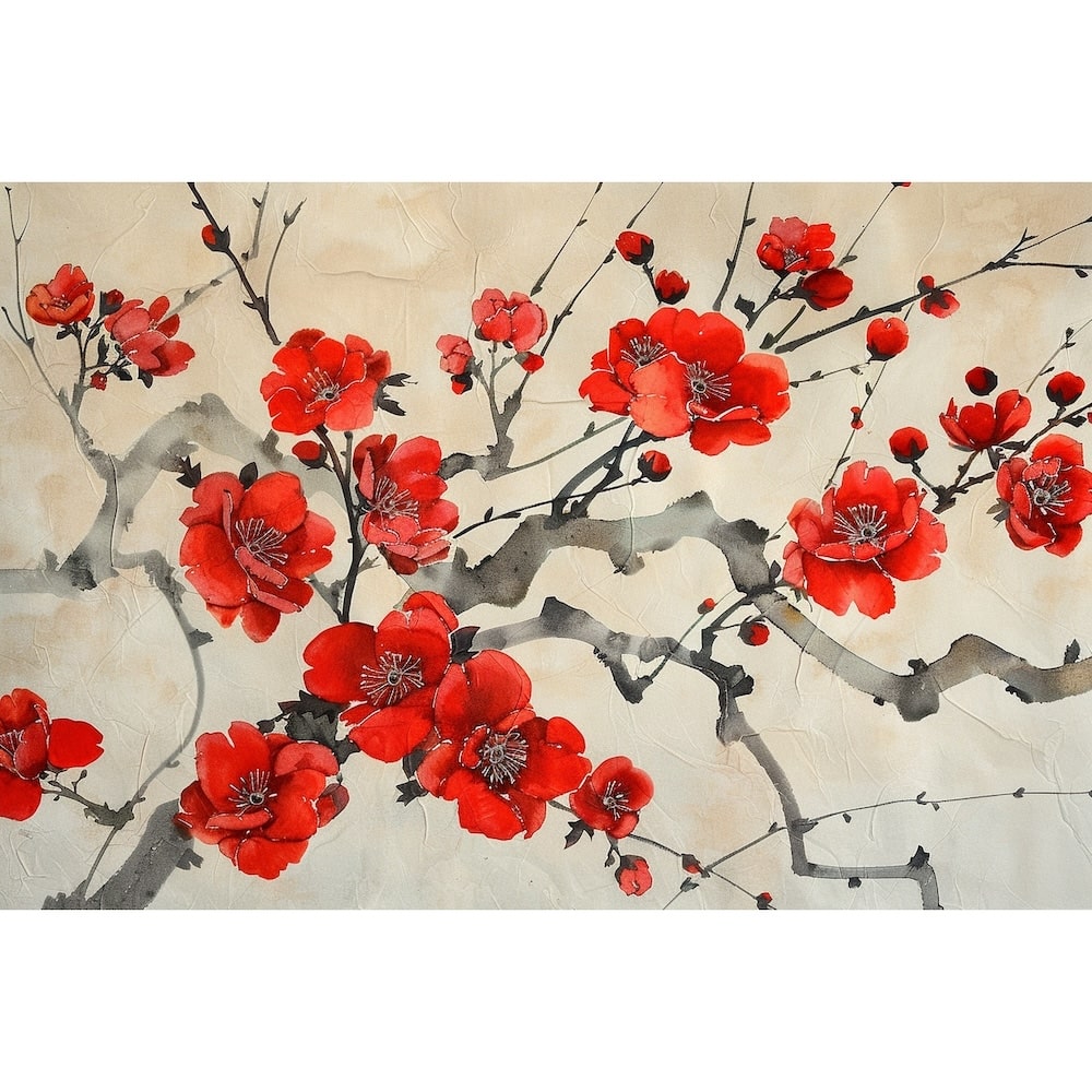 Red Flowers on Painting