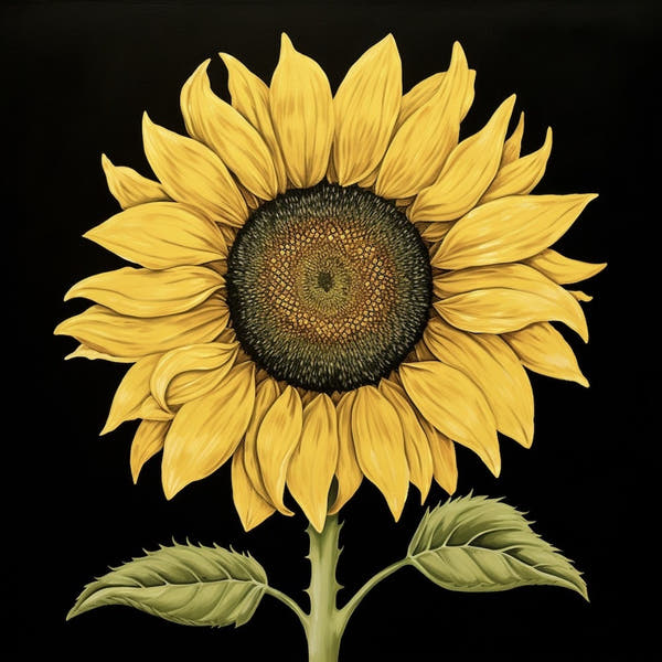 Sunflower canvas on Black Canvas