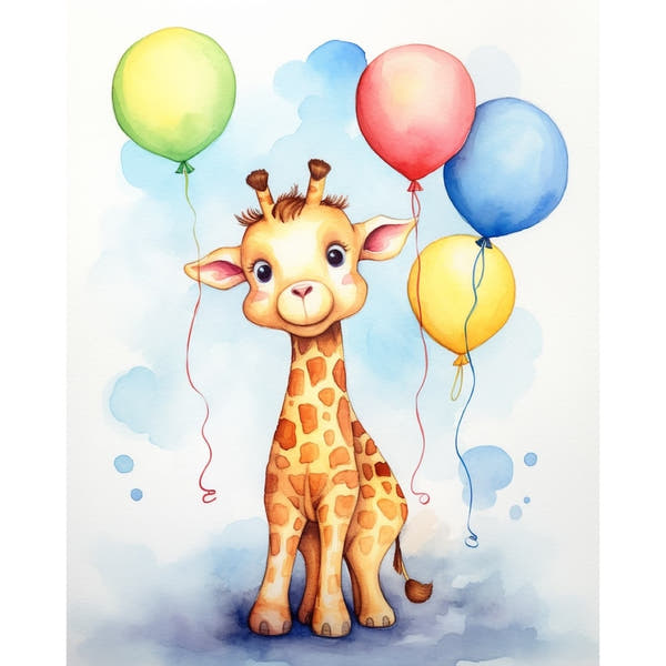 Elephant and Giraffe Baby Canvas