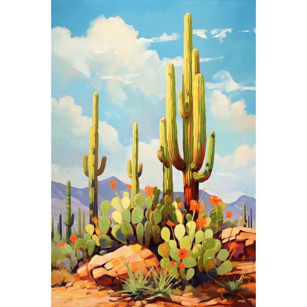 Cactus canvas on Wood