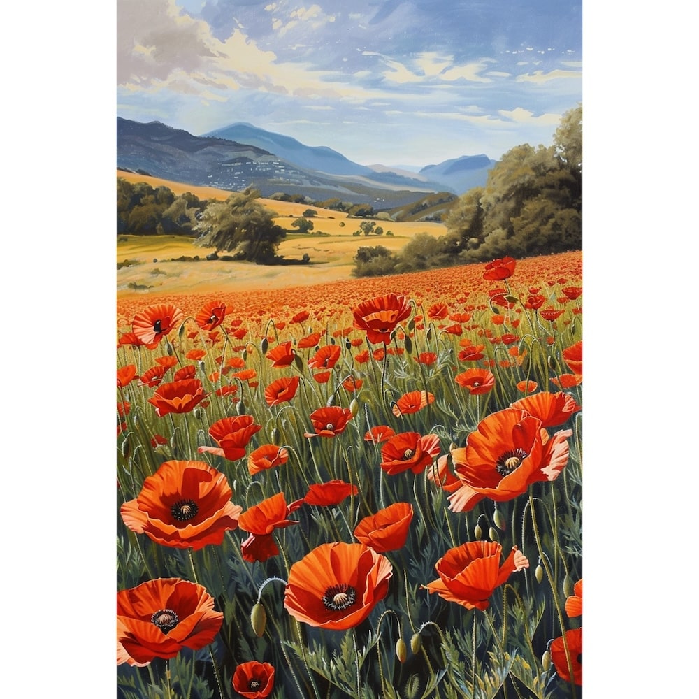 Red Poppy Field Canvas