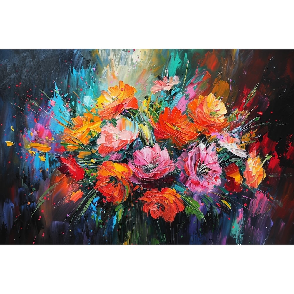 Abstract Acrylic Flower Canvas on Canvas