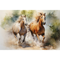 Thumbnail for Watercolor Canvas of Horses