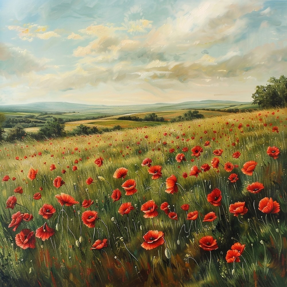 Acrylic Canvas of Poppies