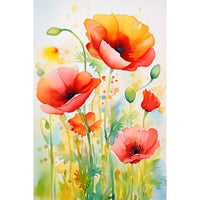 Thumbnail for Watercolor Canvas of Poppies